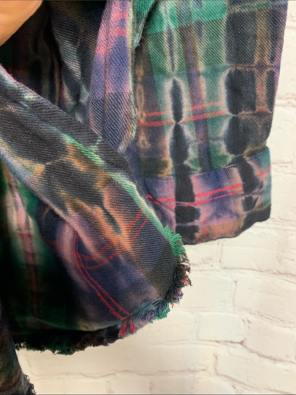 Anthropologie Tulip Boho Tie Dye Plaid Top Size XL - Picture 5 of 7